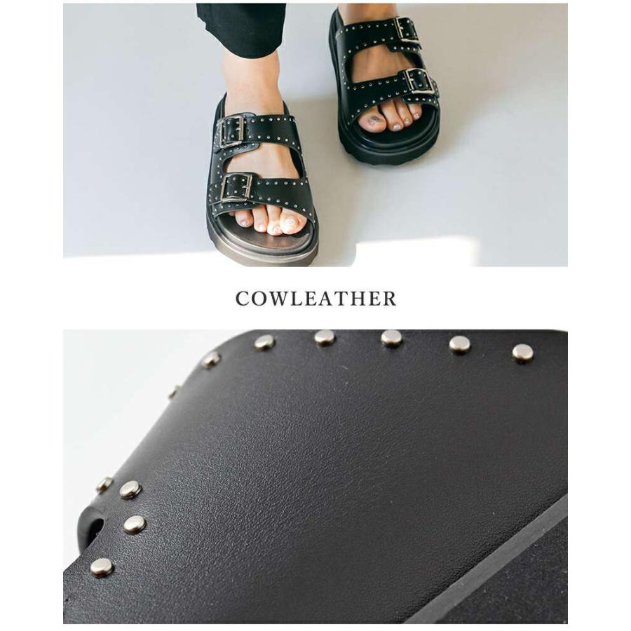 MOHI モヒ カウレザー ダブルベルト スタッズ サンダル gu12 MOHI モヒ カウレザー ダブルベルト スタッズ サンダル gu12