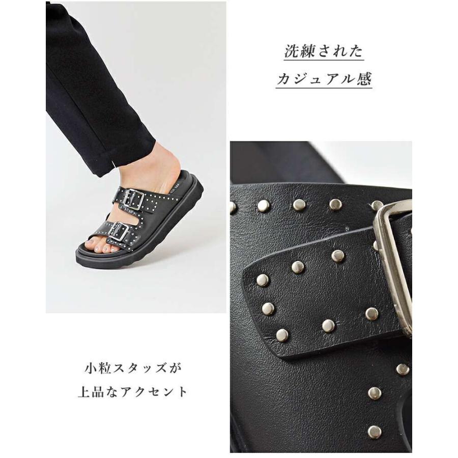 MOHI モヒ カウレザー ダブルベルト スタッズ サンダル gu12 MOHI モヒ カウレザー ダブルベルト スタッズ サンダル gu12