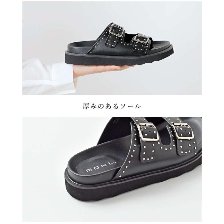 MOHI モヒ カウレザー ダブルベルト スタッズ サンダル gu12 MOHI モヒ カウレザー ダブルベルト スタッズ サンダル gu12
