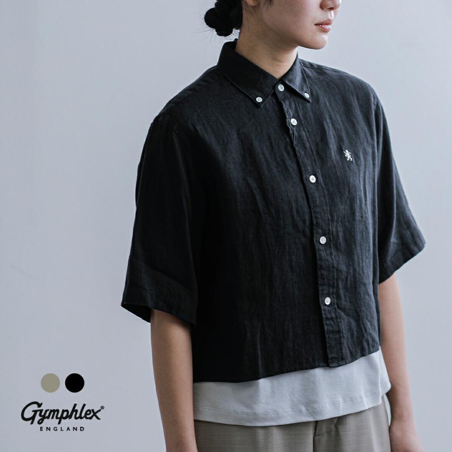 GYMPHLEX（ジムフレックス） リネン ボタンダウン 半袖シャツ gy