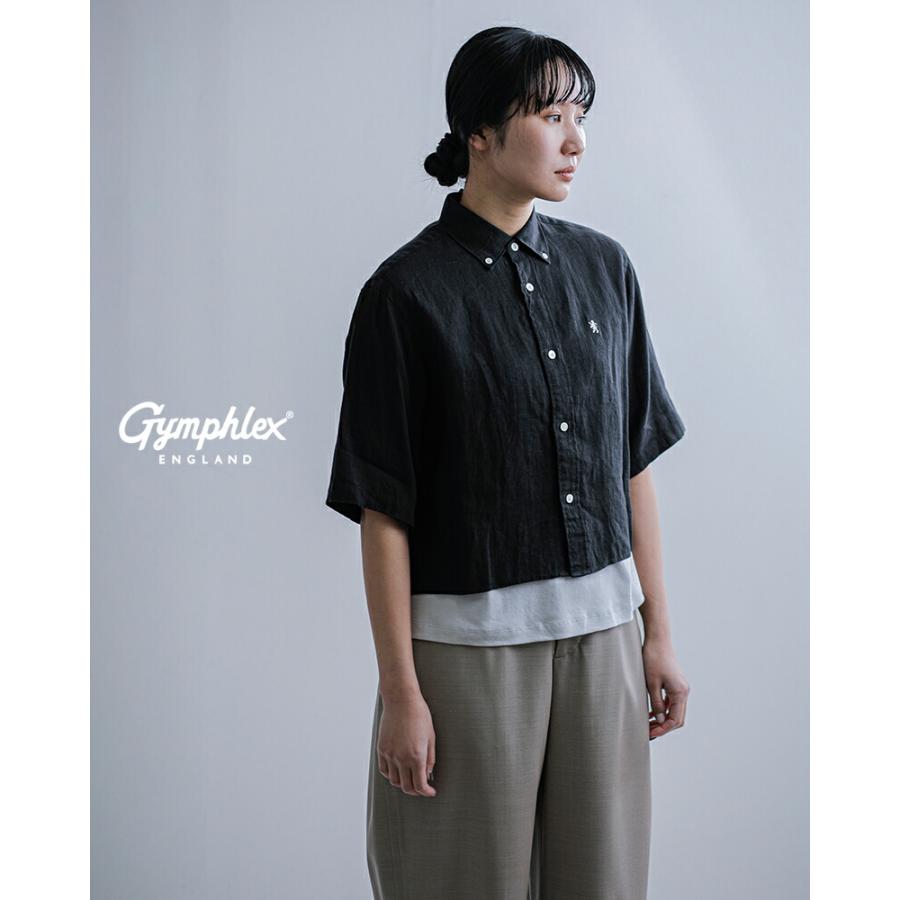GYMPHLEX（ジムフレックス） リネン ボタンダウン 半袖シャツ gy