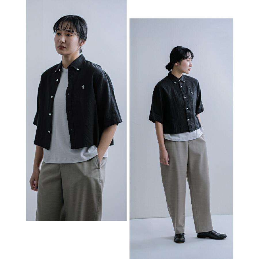 GYMPHLEX（ジムフレックス） リネン ボタンダウン 半袖シャツ gy