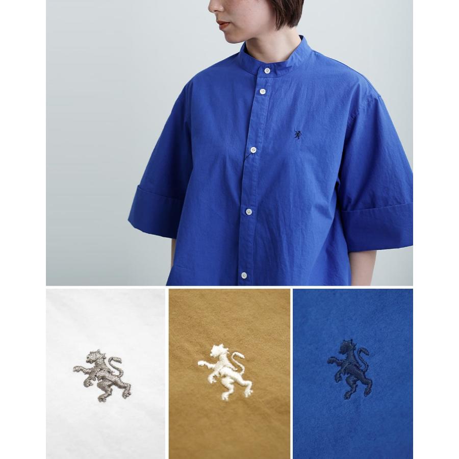 ジムフレックス Gymphlex コットンタイプライター スタンドカラー 半袖シャツ gy-b0368tyo-26ss 春夏-26ss レディース海外出荷不可 2026ss新作の画像