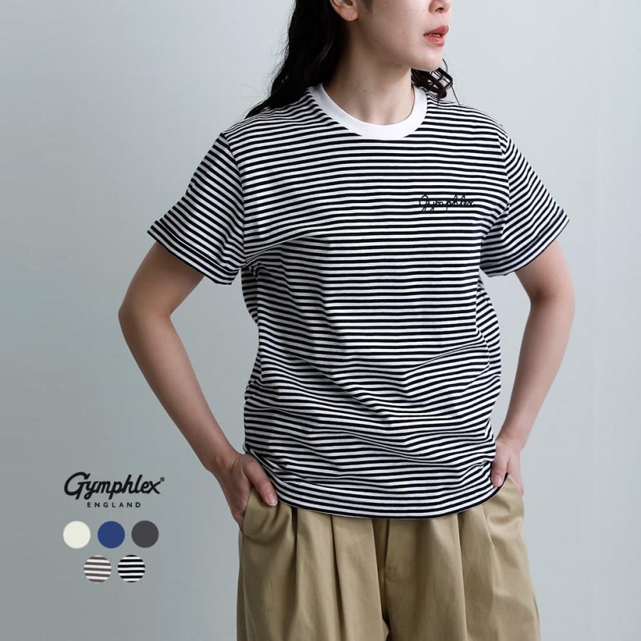 GYMPHLEX（ジムフレックス） コットン天竺 チェーン刺繍 半袖Tシャツ