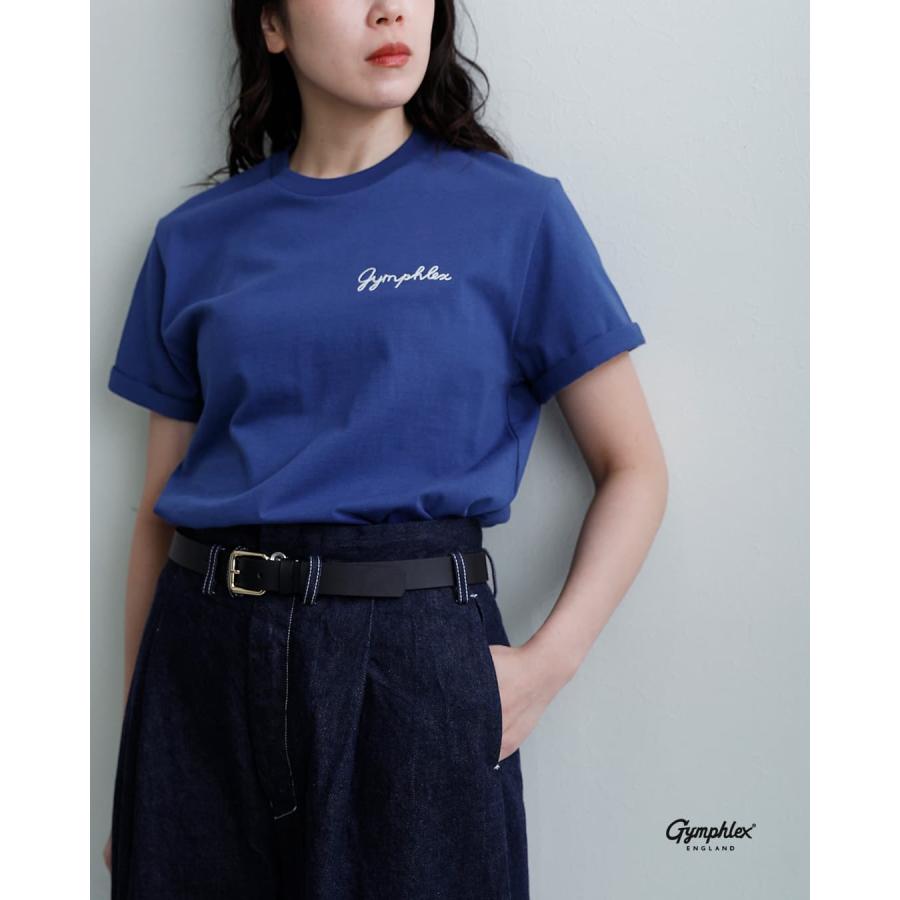 GYMPHLEX（ジムフレックス） コットン天竺 チェーン刺繍 半袖Tシャツ