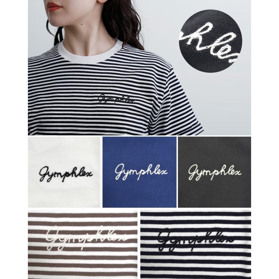 GYMPHLEX（ジムフレックス） コットン天竺 チェーン刺繍 半袖Tシャツ