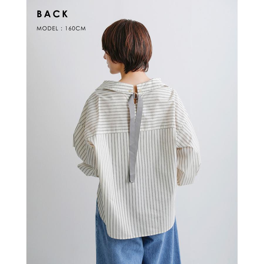 HERENCIA（ヘレンチア） バックリボン ストライプ ブラウス h426313