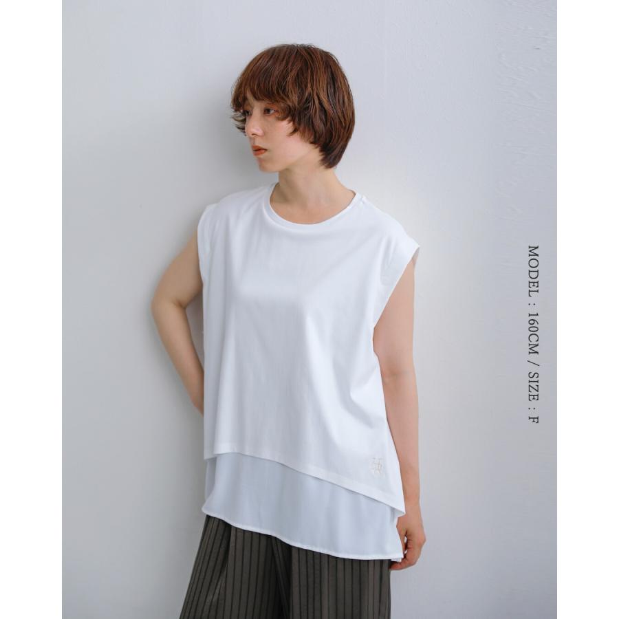 HERENCIA（ヘレンチア） コットン 重ね着風 クルーネック カットソー