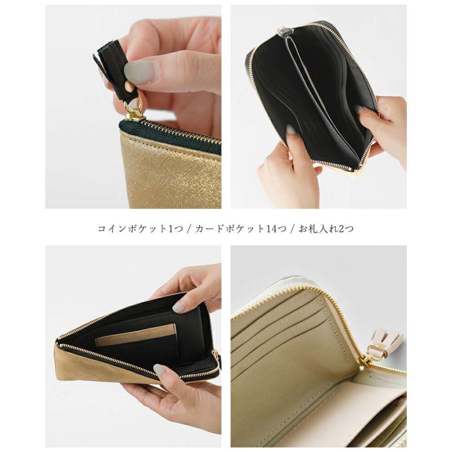 極美品 ポンタタ POMTATA HAK L字ジップ ロング＼グレー ラウンドジップ ロングウォレット 長財布 レザー 牛革【2400014878288】 POMTATA/HAK L-Zipロングウォレット -L字ファスナーで扱いやすい、箔
