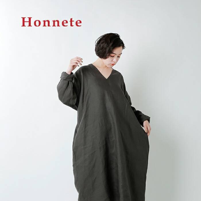 Honnete オネット ピースダイアイリッシュリネン ベルト付き長袖vネックワンピース Ho 21ss Op23 21ss新作 Aranciato 通販 Paypayモール