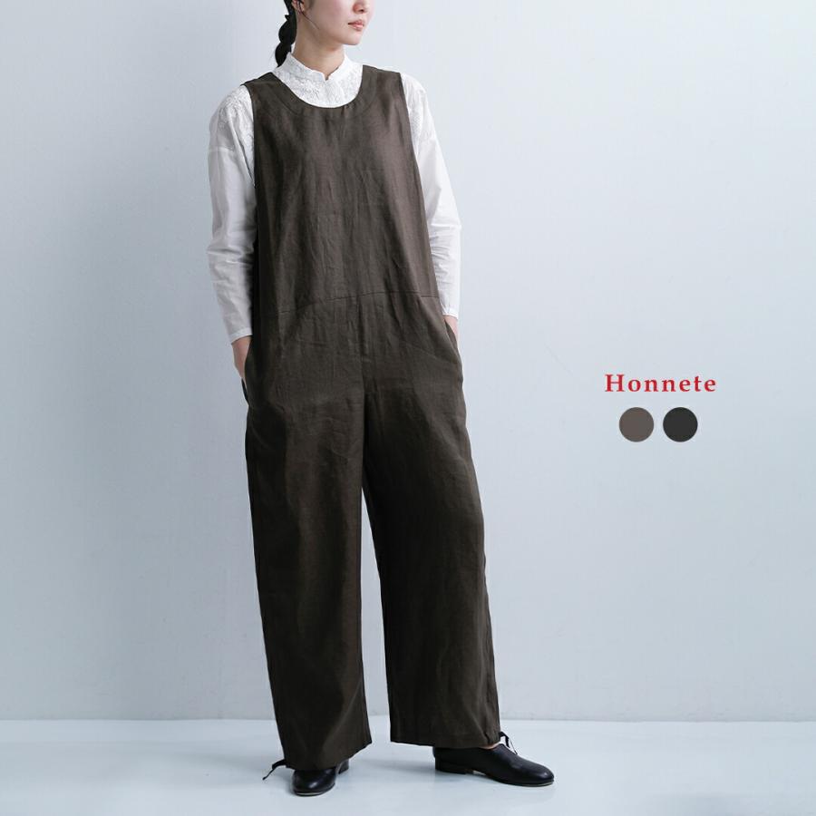 週末セール　オネット　Ｖネックサロペット Honnete（オネット） リネン サロペット ho-26ss-p25 レディース 春夏