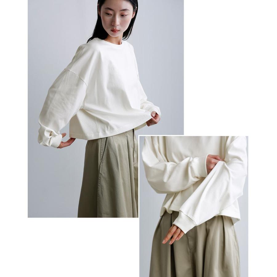 Hanes（ヘインズ） コットン天竺 クロップドワイド 長袖 Tシャツ SHIRO