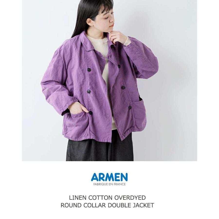 ARMEN アーメン リネン コットン オーバーダイ ラウンド カラー ダブル 