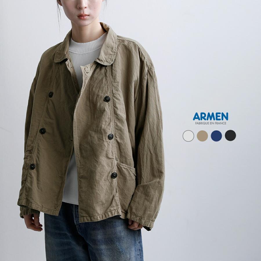 ARMEN（アーメン） リネンコットンオーバーダイ ラウンドカラー ダブル
