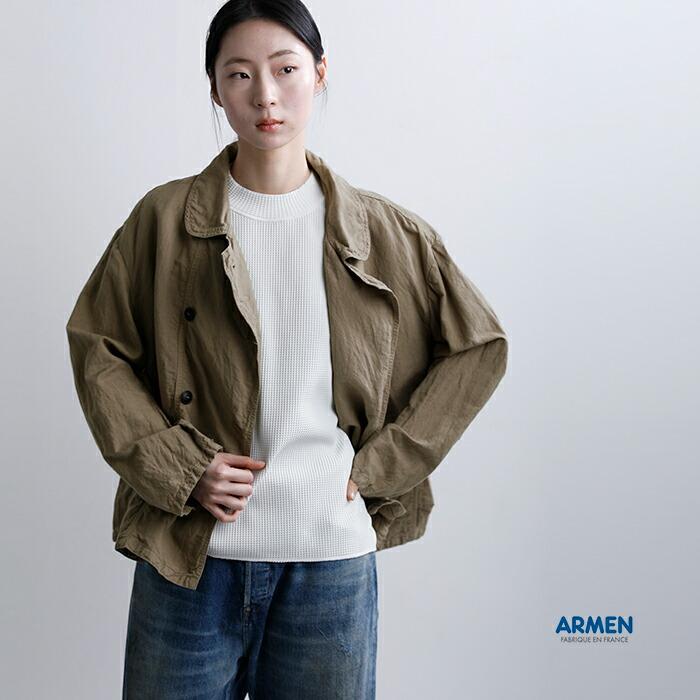 ARMEN（アーメン） リネンコットンオーバーダイ ラウンドカラー ダブル