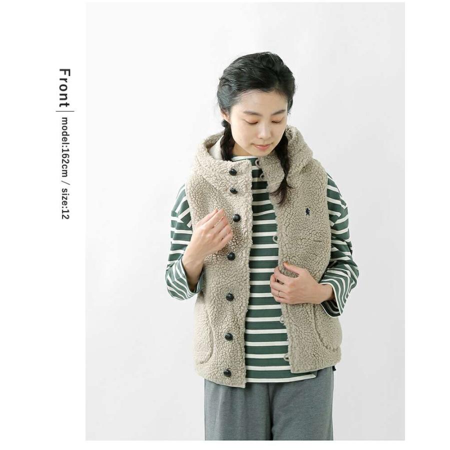 GYMPHLEX（ジムフレックス） くるみボタン ボア フーデッド ベスト j