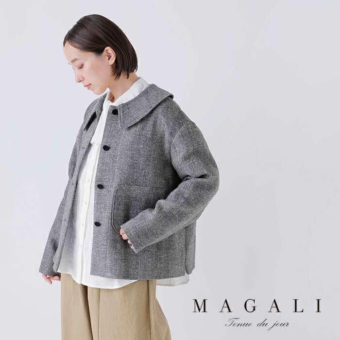 MAGALI マガリ シェットランドウールリネン フラットカラー ジャケット