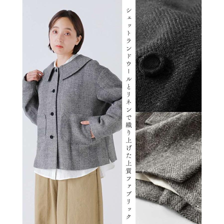 MAGALI マガリ シェットランドウールリネン フラットカラー ジャケット