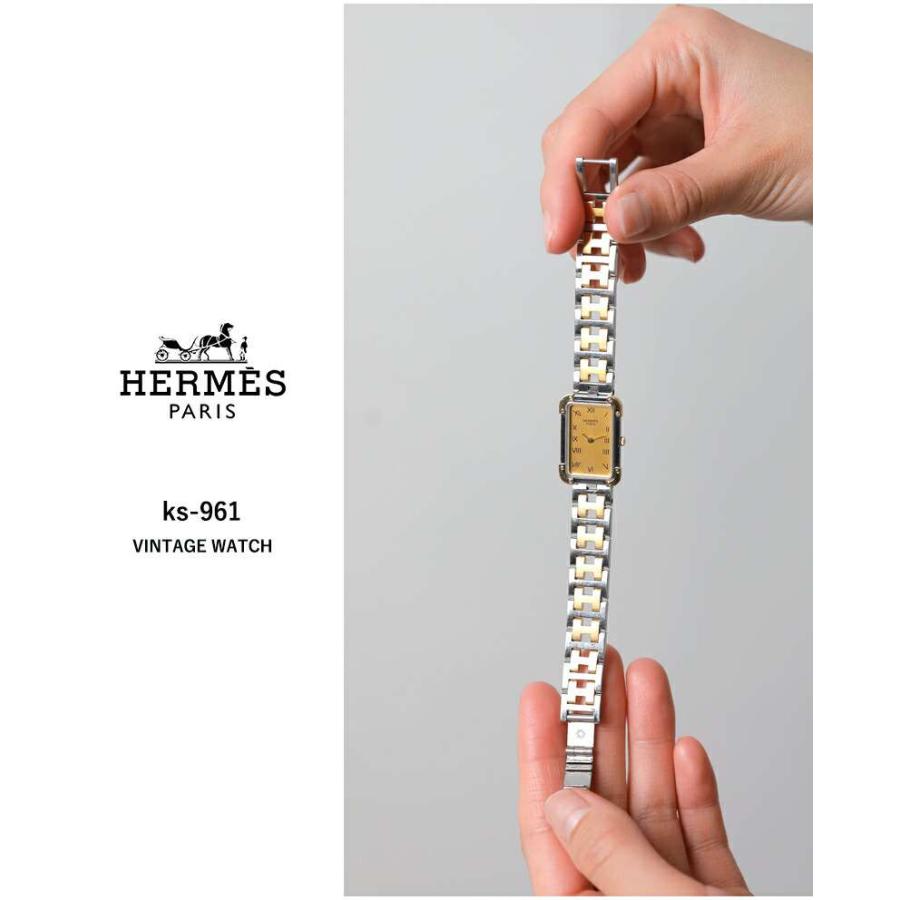 HERMES エルメス ステンレス GP ヴィンテージ ウォッチ 腕時計