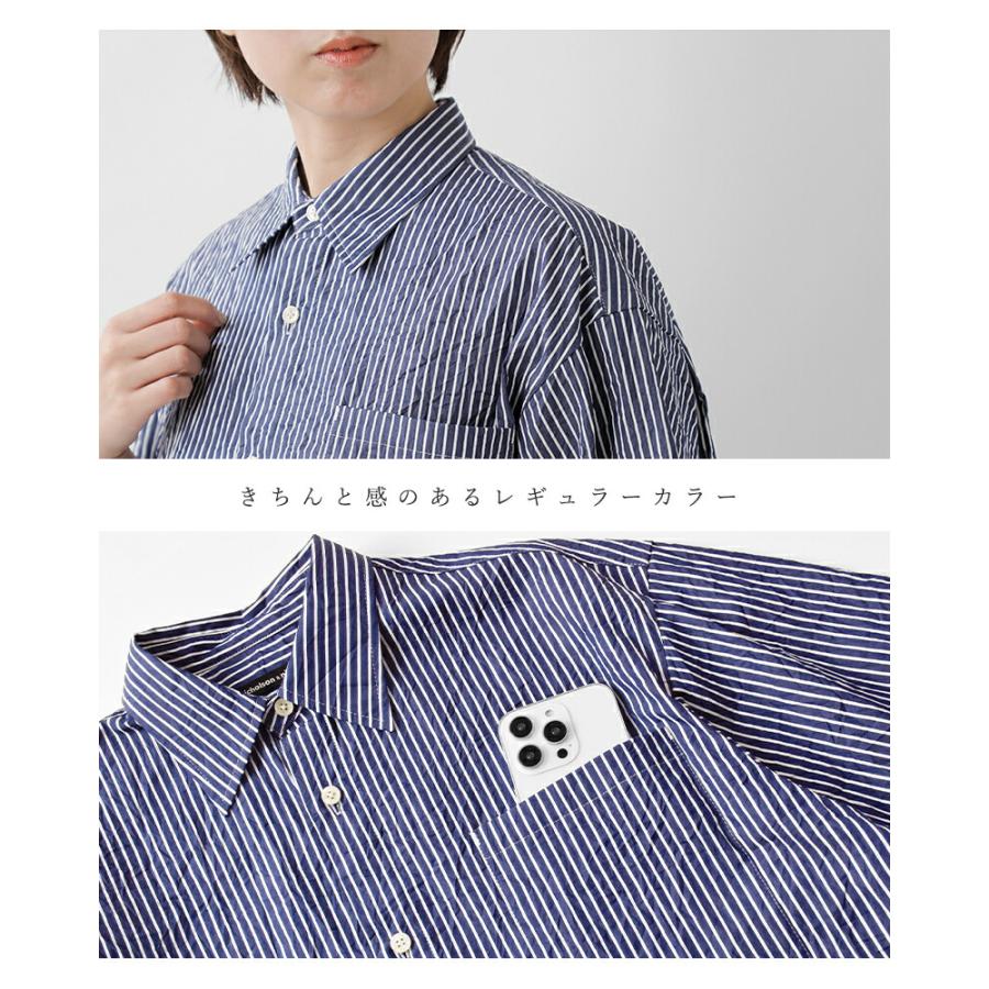 【新品】ニコルソンアンドニコルソン　ストライプ バンドカラー シャツ　ブラウス nicolson&nicolson ニコルソンアンドニコルソン nicholson&nicholson
