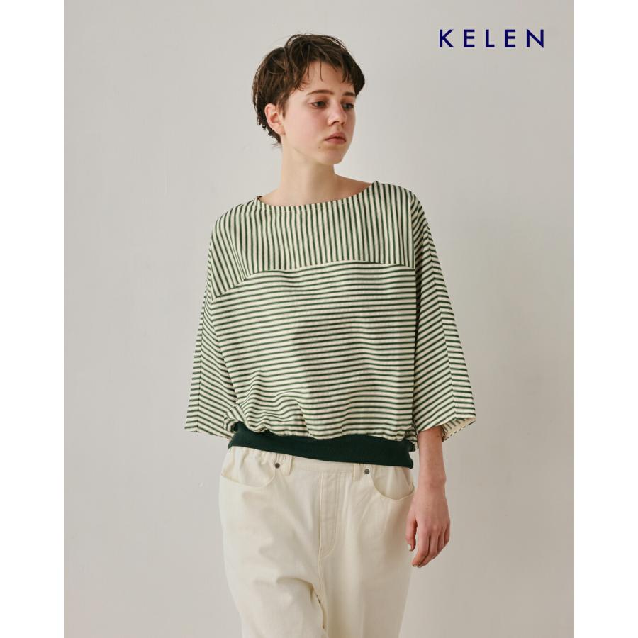 Kelen（ケレン） ヤッコスリーブ シアーサッカー ストライプ トップス