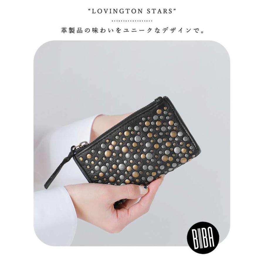 ビバ 財布 BIBA  カウハイド レザー メタリック スタッズ ウォレット S “LOVINGTON STARS” los4l  クーポン対象 BIBA（ビバ） カウハイド レザー メタリック スタッズ ウォレット S