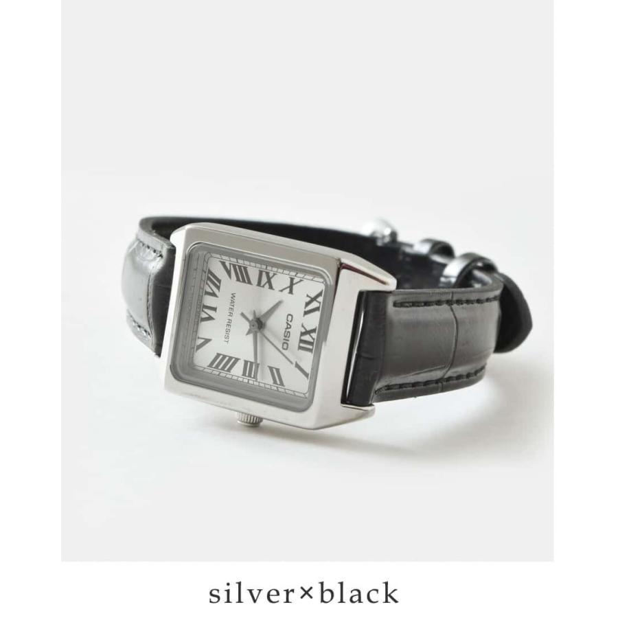 CASIO（カシオ） スクエアケースレザーベルト腕時計 ltp-v007l-1b-7b