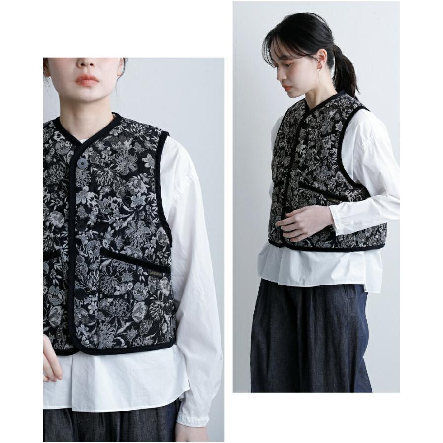 美品】LAVENHAM ジャガード 花柄 クロップド ベスト イギリス製