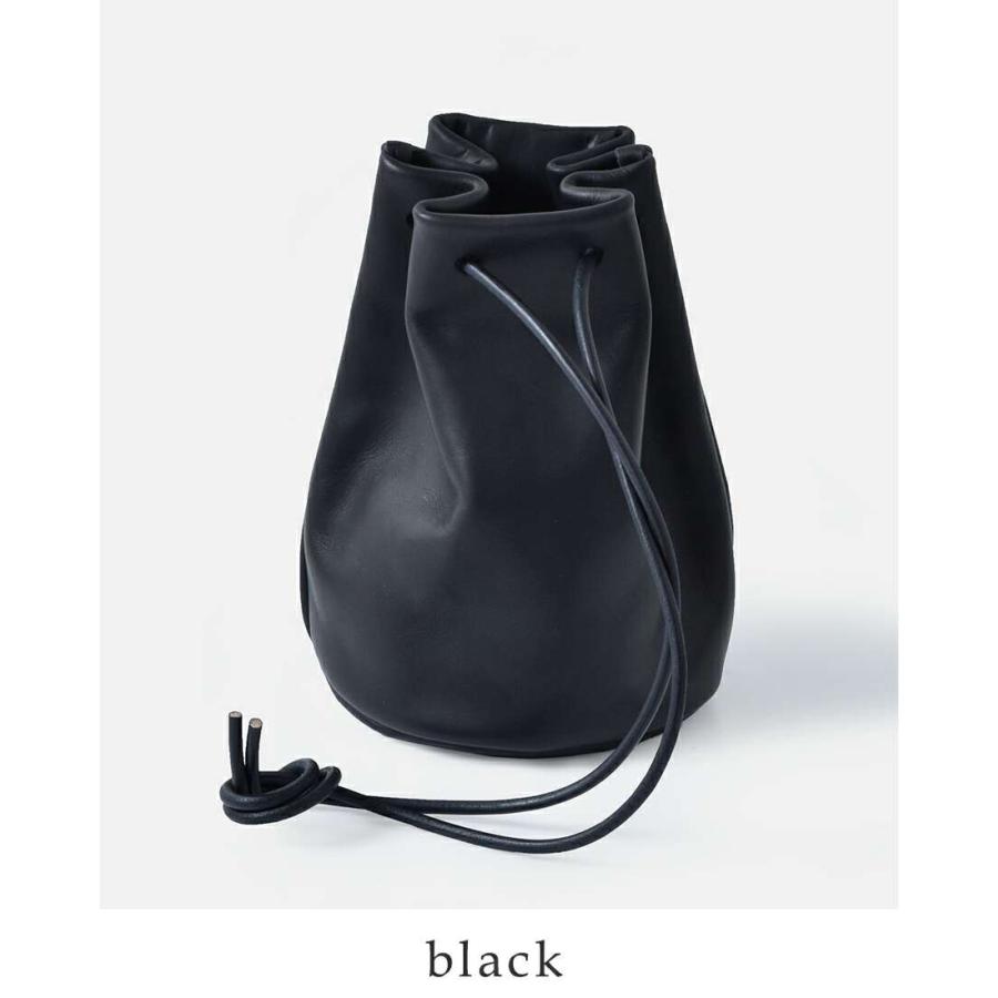 【Mormyrus】極美品！モルミルス 巾着レザーバッグ　ブラック mormyrus モルミルス レザー 巾着 ハンドバッグ MORMYRUS