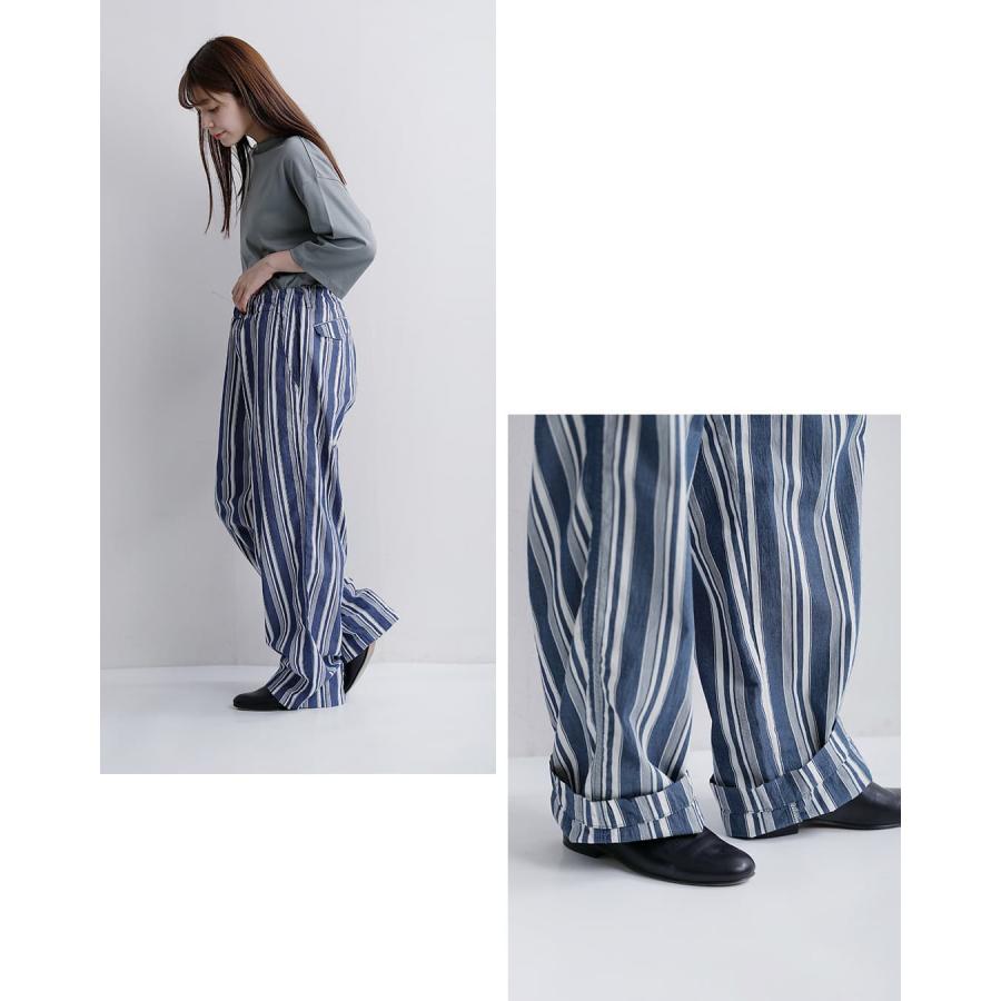 Mash ヘンプコットン 6pパンツ ストライプ コットンリネンストライプ 
