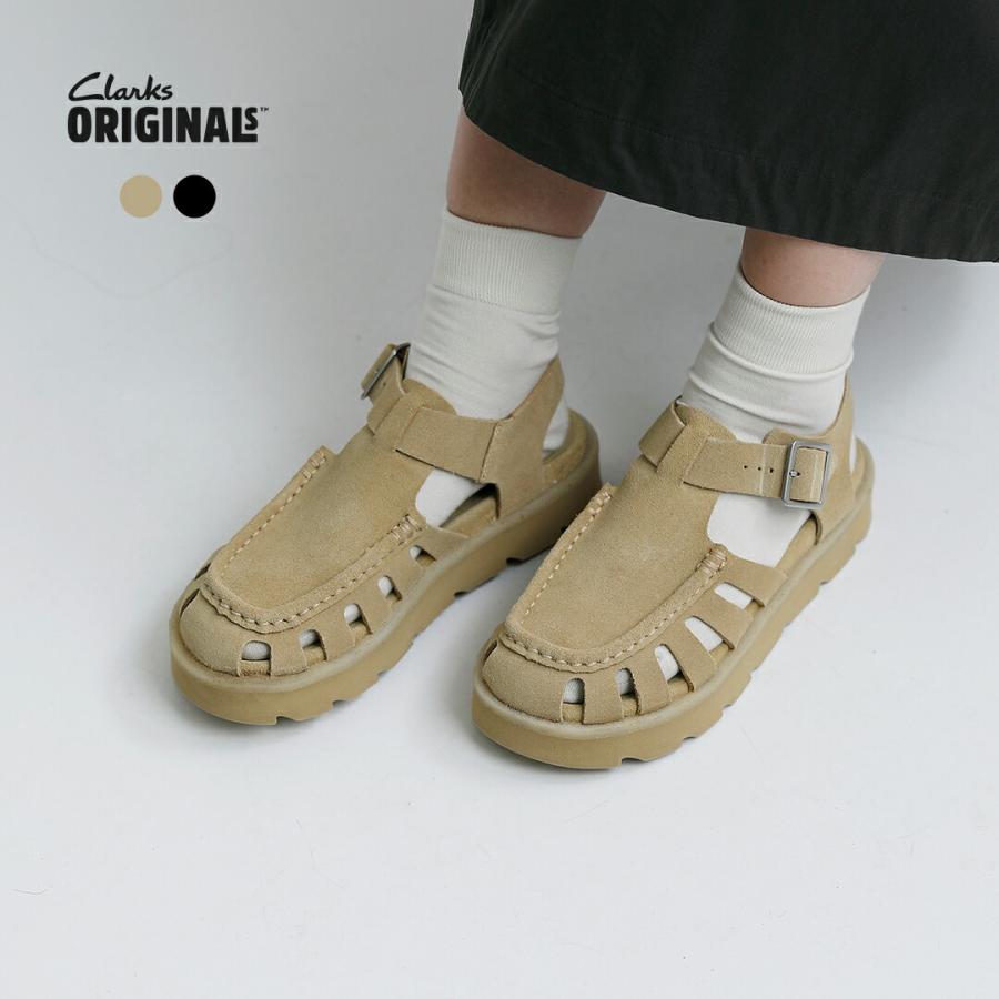 クラークス　CLARKS　ベルクロ　レザーサンダル Clarks（クラークス） レザー グルカサンダル meare-buckle レディース