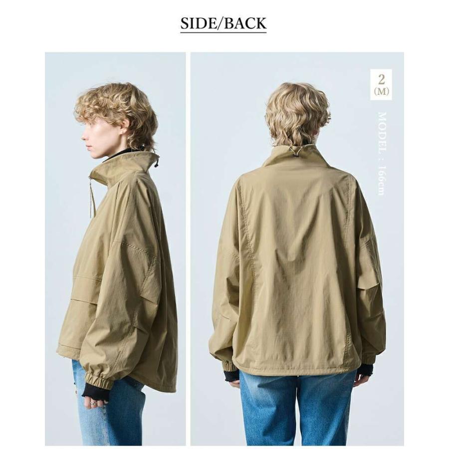 kha:ki カーキ ライト リップストップ スタンドカラー ジップアップ