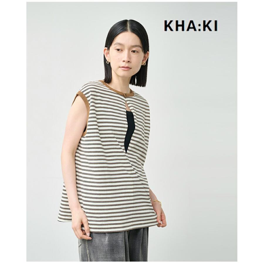 カーキ kha:ki コットンマルチボーダー 前後2way ノースリーブ カットソー MULTI STRIPED SLEEVELESS TOP mil26hcs3482 レディース 2026ss新作【クーポン対象】_17