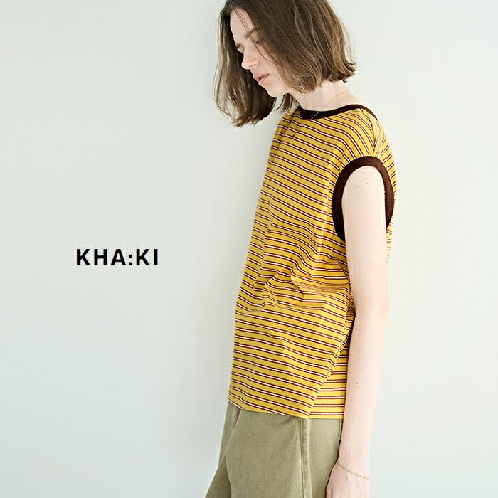カーキ kha:ki コットンマルチボーダー 前後2way ノースリーブ カットソー MULTI STRIPED SLEEVELESS TOP mil26hcs3482 レディース 2026ss新作【クーポン対象】_4