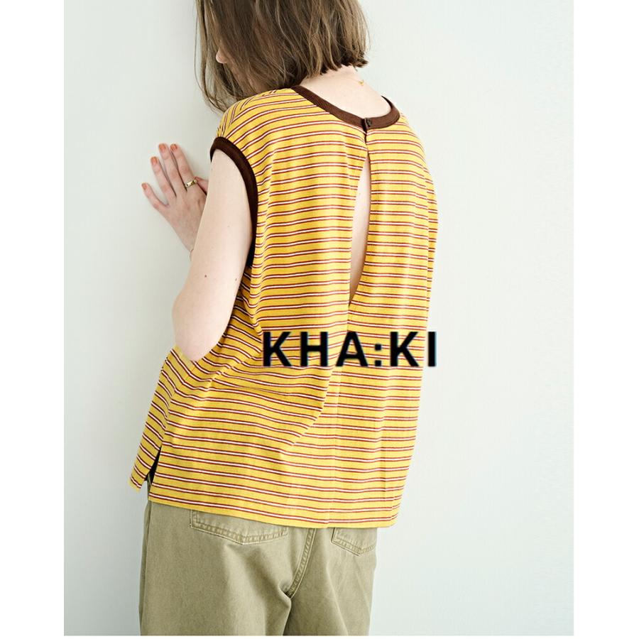 カーキ kha:ki コットンマルチボーダー 前後2way ノースリーブ カットソー MULTI STRIPED SLEEVELESS TOP mil26hcs3482 レディース 2026ss新作【クーポン対象】_9