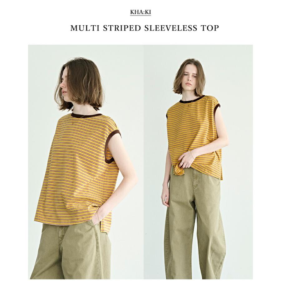 カーキ kha:ki コットンマルチボーダー 前後2way ノースリーブ カットソー MULTI STRIPED SLEEVELESS TOP mil26hcs3482 レディース 2026ss新作【クーポン対象】_10
