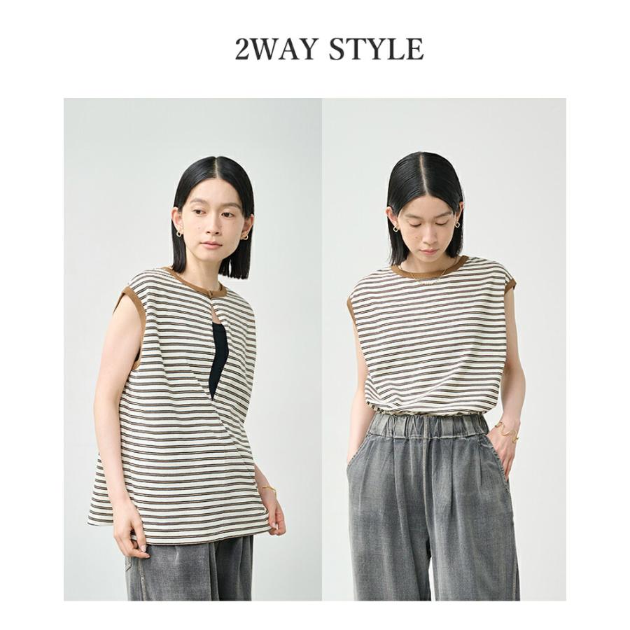カーキ kha:ki コットンマルチボーダー 前後2way ノースリーブ カットソー MULTI STRIPED SLEEVELESS TOP mil26hcs3482 レディース 2026ss新作【クーポン対象】_11