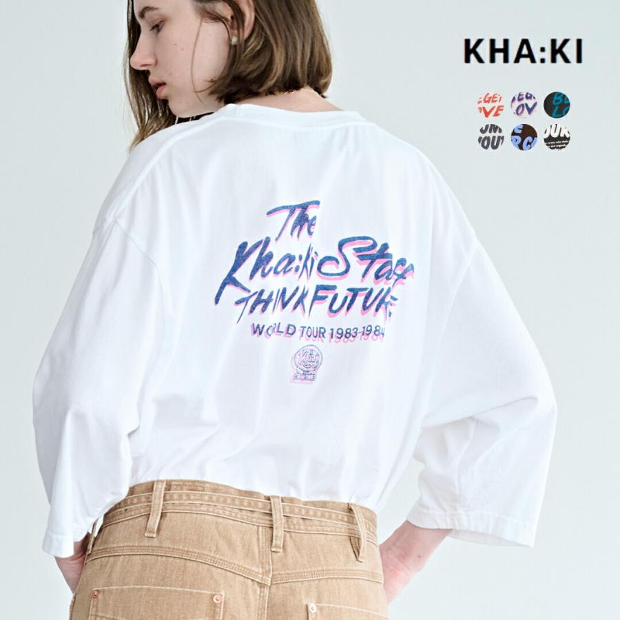 きよ kha:ki（カーキ） コットンジャージー 7分袖 グラフィックプリント T