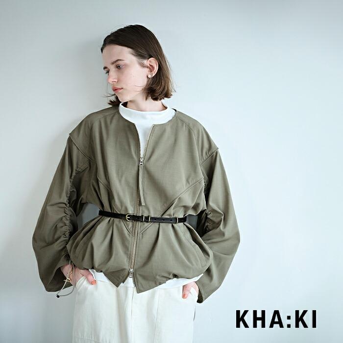kha:ki（カーキ） ドライタッチシャンブレー ノーカラーブルゾン