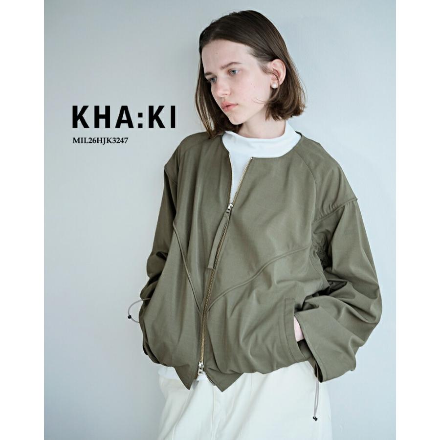 kha:ki（カーキ） ドライタッチシャンブレー ノーカラーブルゾン