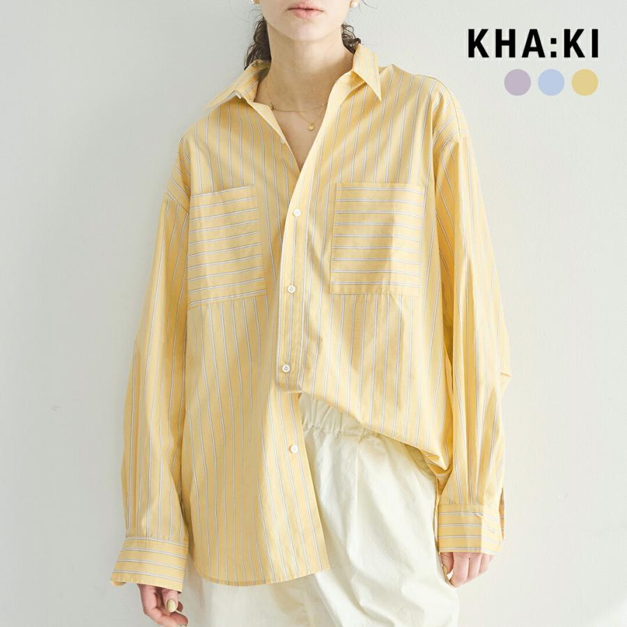kha:ki（カーキ） コットン ストライプ 2WAY ワイド シャツ 2WAY WIDE