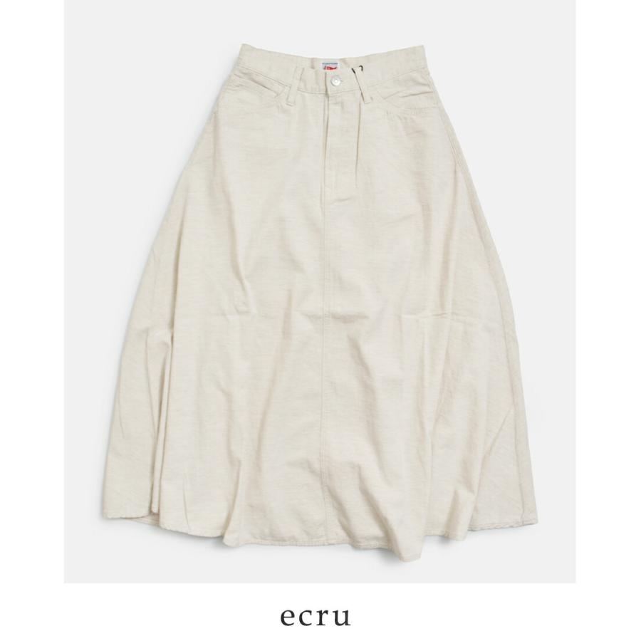 kha:ki（カーキ） kha:ki 8oz 綿麻 デニム フレア ロングスカート