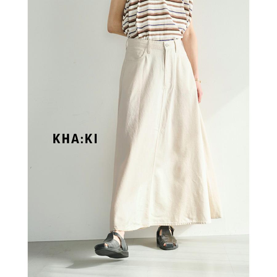 kha:ki（カーキ） kha:ki 8oz 綿麻 デニム フレア ロングスカート