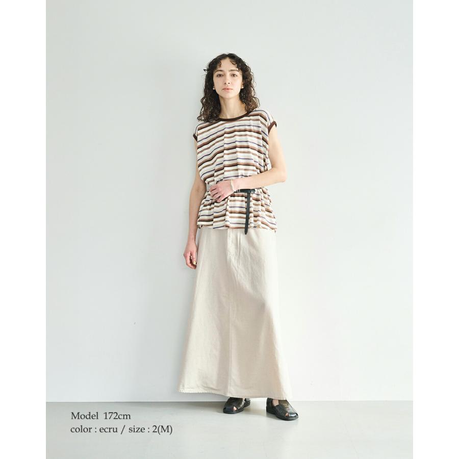 kha:ki（カーキ） kha:ki 8oz 綿麻 デニム フレア ロングスカート