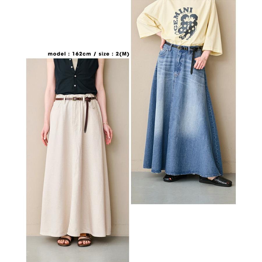 kha:ki（カーキ） kha:ki 8oz 綿麻 デニム フレア ロングスカート