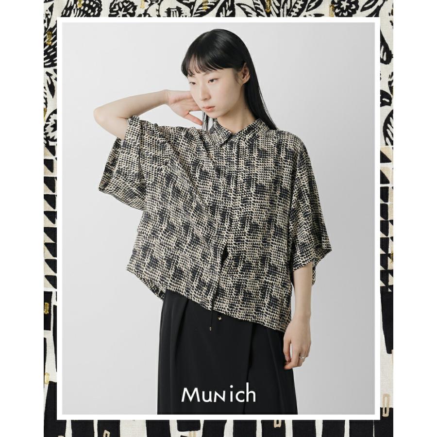 ミューニック MuNich リネン100%ゆったりWポケットシャツ Munich（ミューニック） ジャガード プリント タック シャツ mn261t01