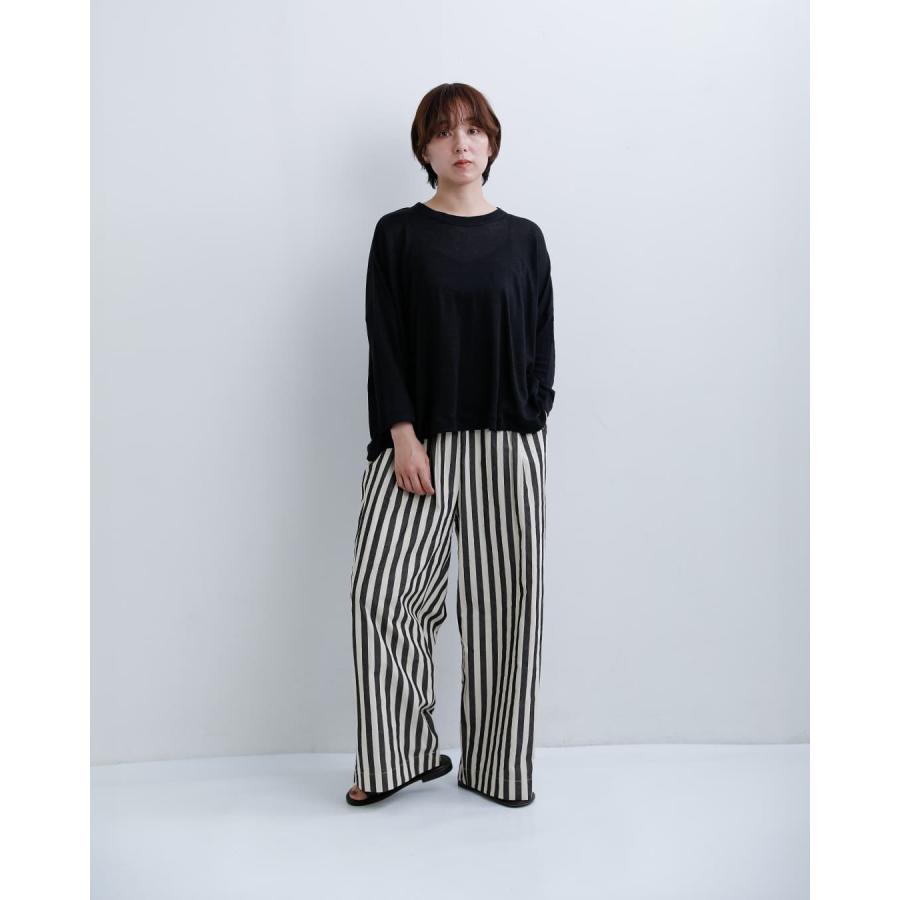 MANON（マノン） コットン リネン ストライプ イージーパンツ STRIPE