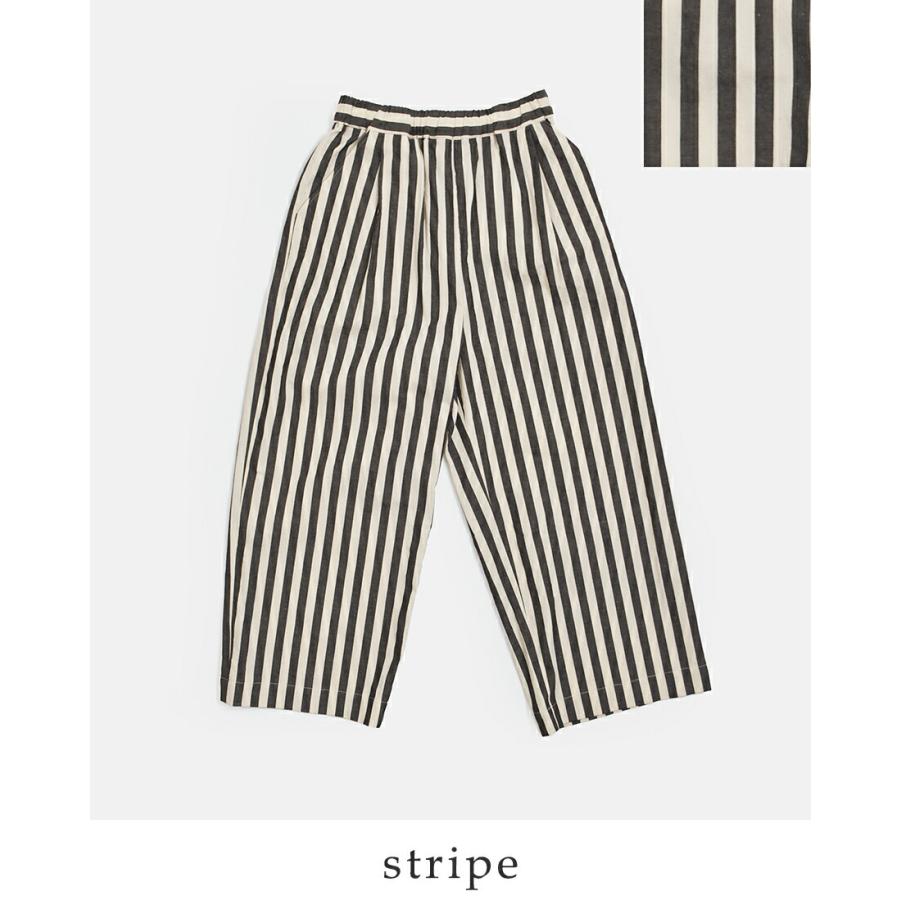 MANON（マノン） コットン リネン ストライプ イージーパンツ STRIPE