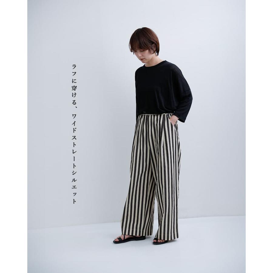 パンツ Muriel Stripe Knit Pants MANON（マノン） コットン リネン ストライプ イージーパンツ STRIPE