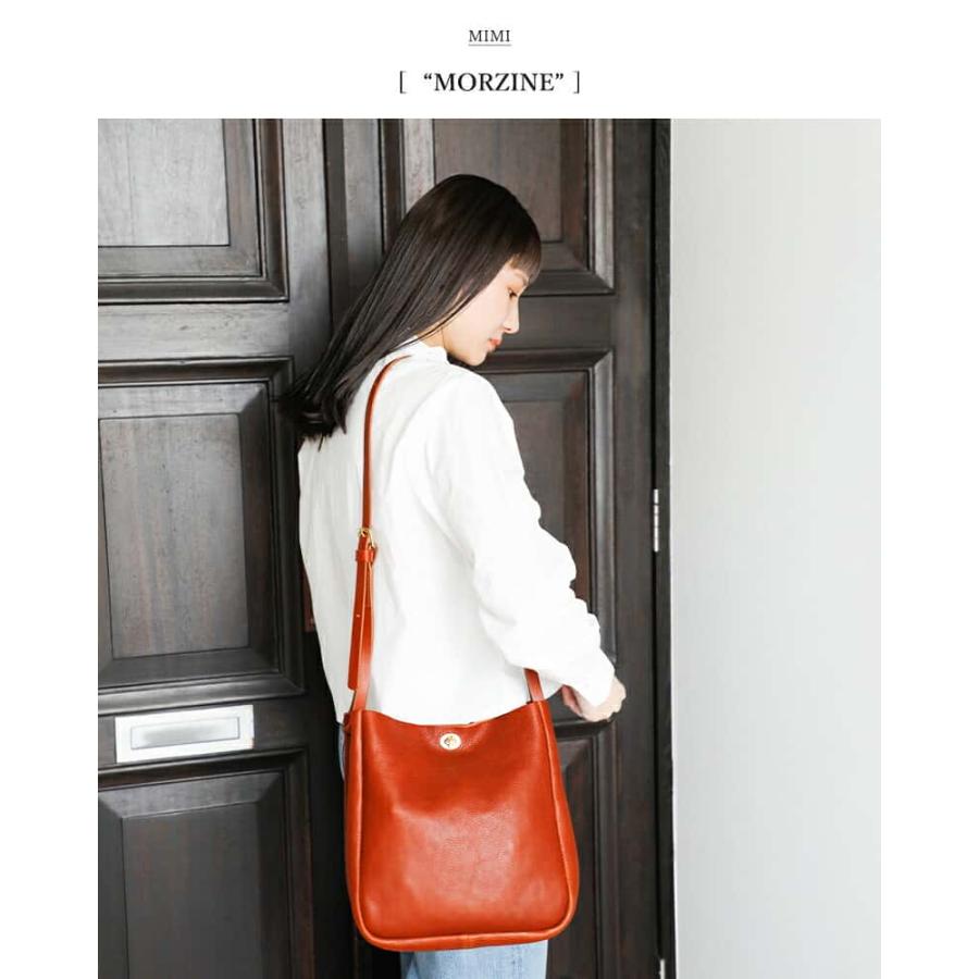 Mimi ミミ レザー ターンロック バケット ショルダーバッグ